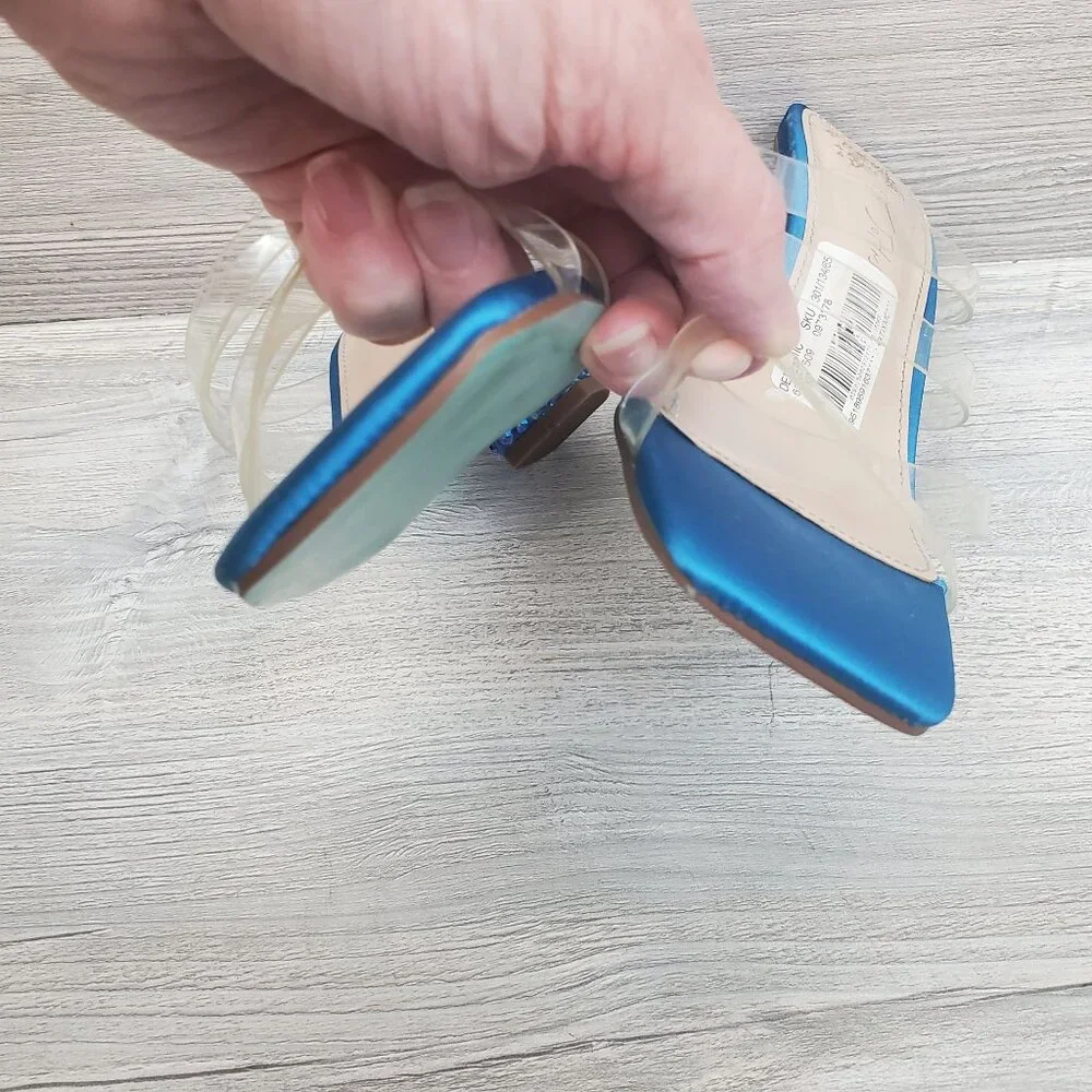 Betsey Johnson Capri blue rhinestone heels
